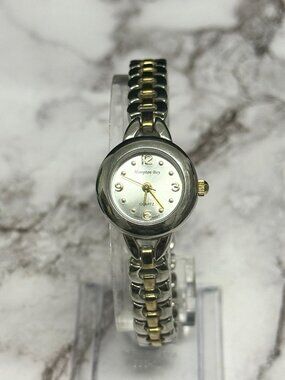 3/$30 Hampton Bay Watch Women Gold Silver Two Tone 21MM New Battery 7.25 Inch